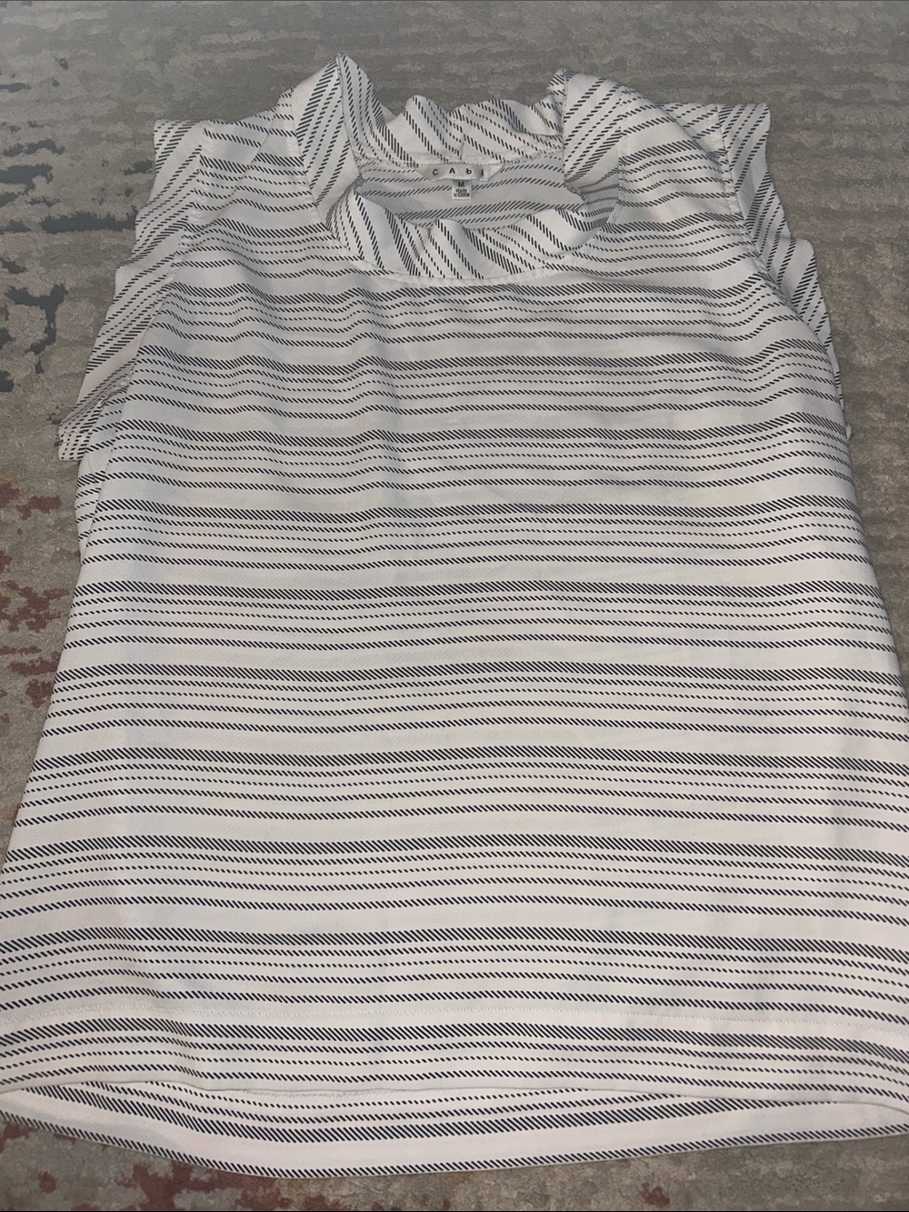 CAbi Black and White Striped Sleeveless Top